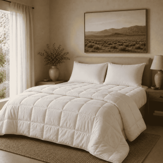 Alpaca bundle of a duvet, mattress topper and adjustable wool pillows by Karoo Creations